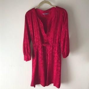 Red silk mini dress